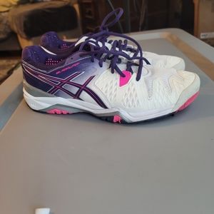 ASICS  white, purple and pink sneaker. Worn couple of times. Women's size 11.5.